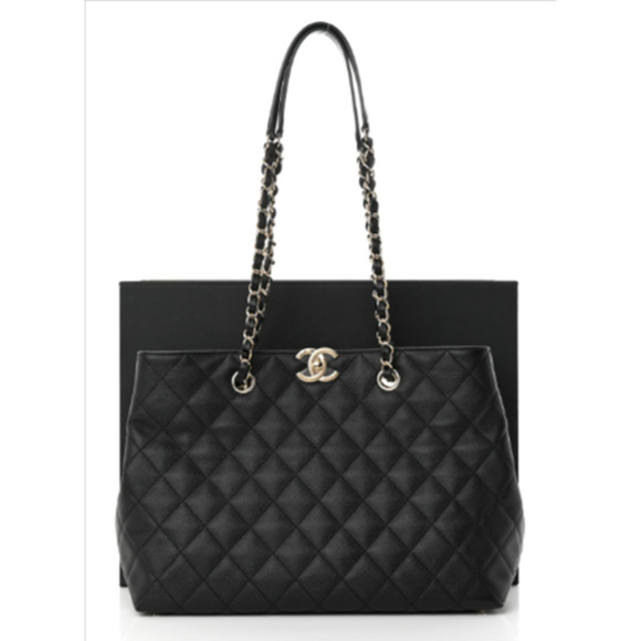 Chanel Classic Caviar Quilted Small Shopping Tote Handbag Black MSRP $6,000 - Picture 1 of 16